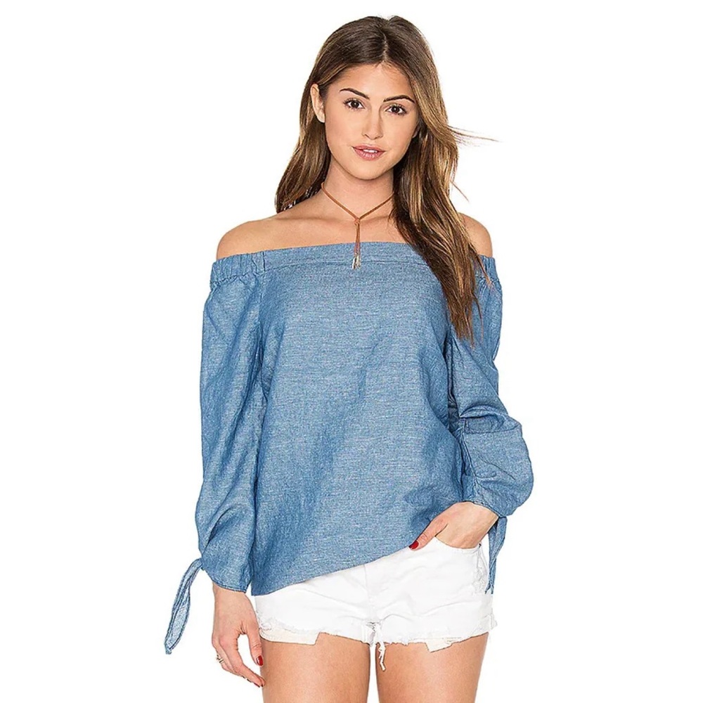 Free People Show Me Some Shoulder Chambray Shirt